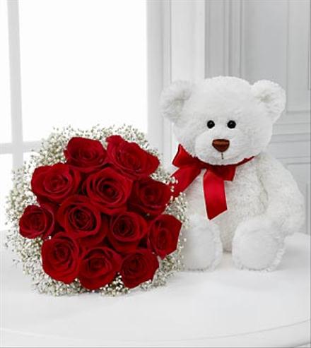 Red Roses & Teddy Bear